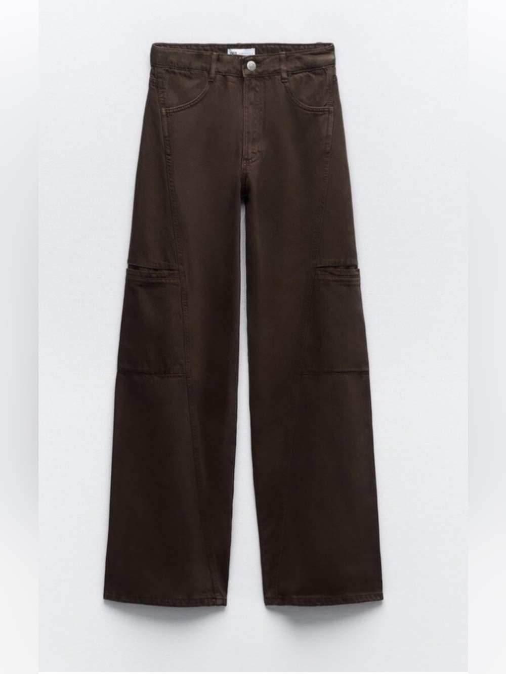 MID-RISE ZARA CARGO JEANS - 
BROWN